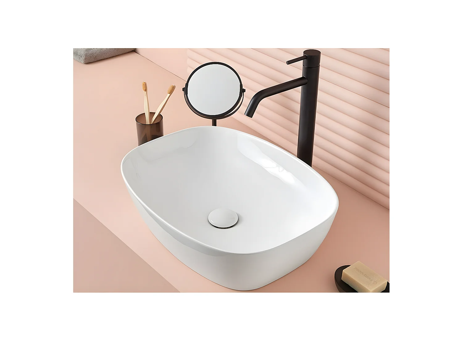 Lavabo sobre encimera rectangular de cerámica BALTA  50.5 x 38.5 cm