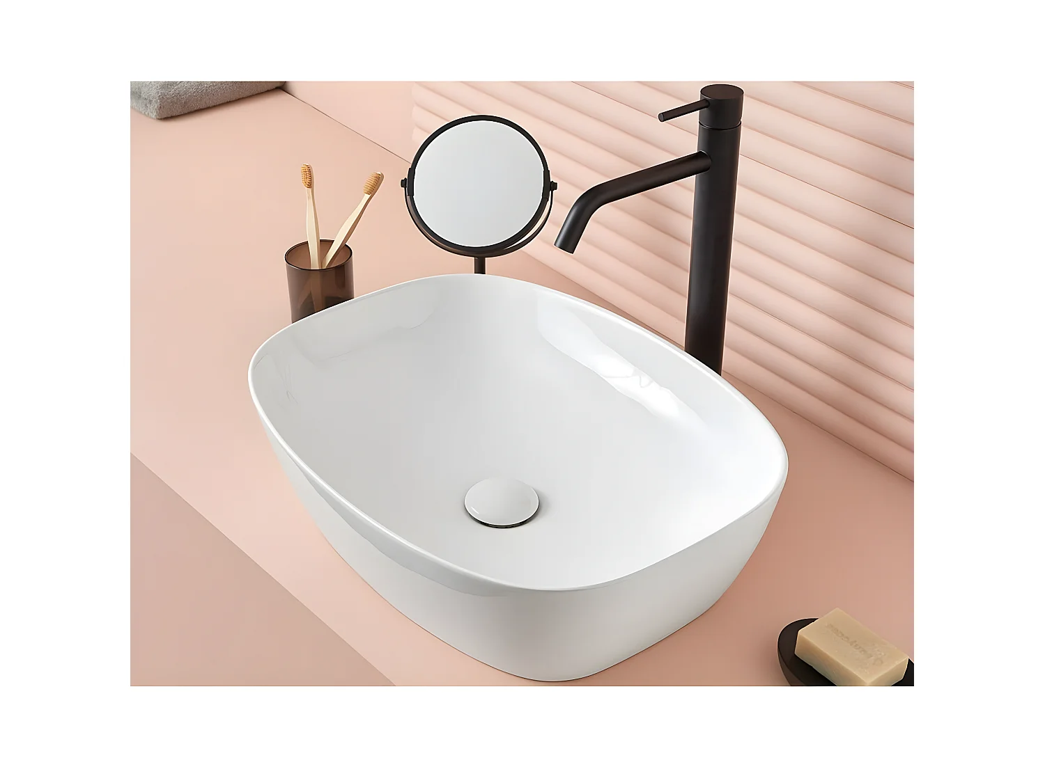 Lavabo sobre encimera rectangular de cerámica BALTA  50.5 x 38.5 cm