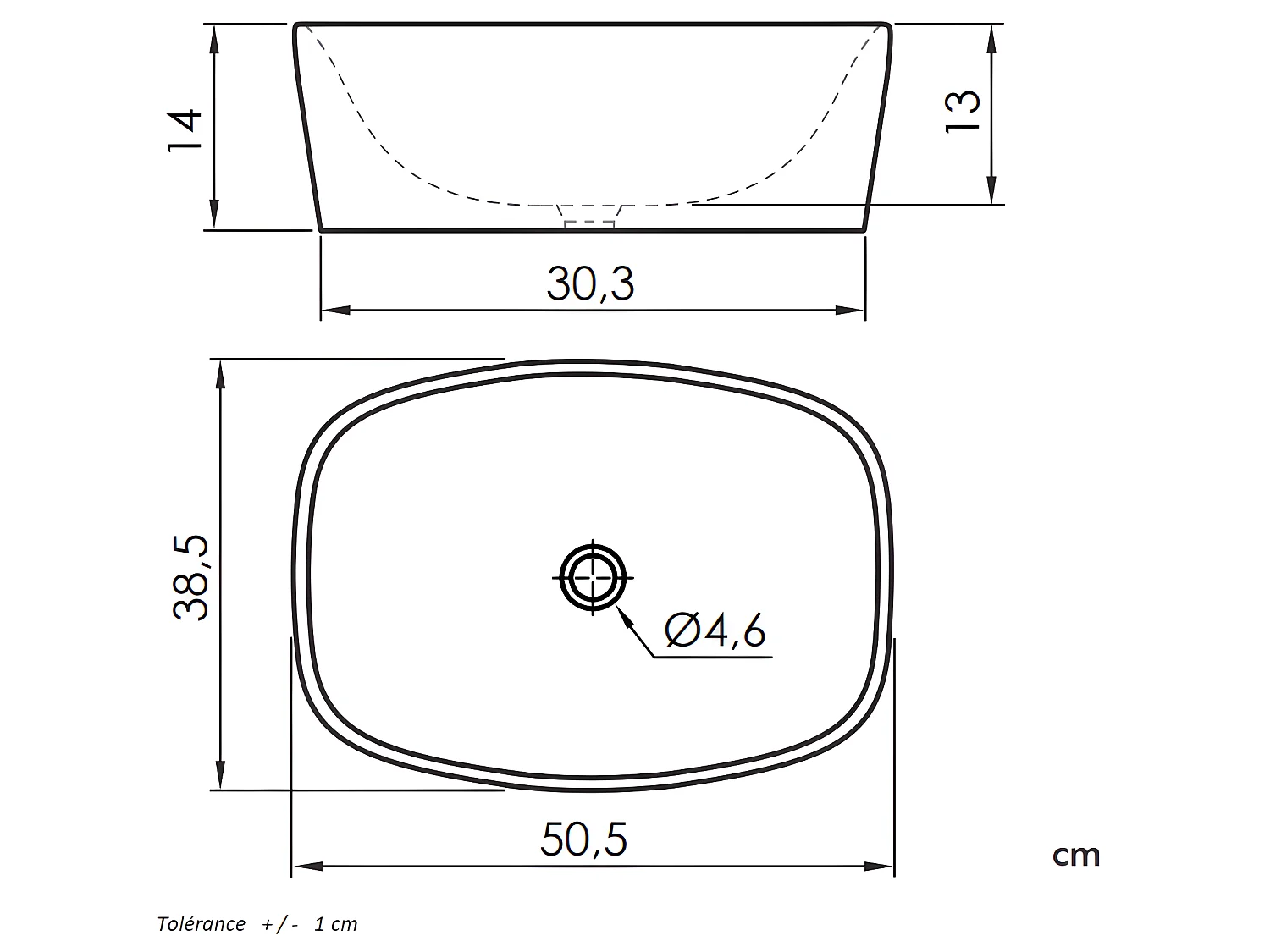 Lavabo sobre encimera rectangular de cerámica BALTA  50.5 x 38.5 cm