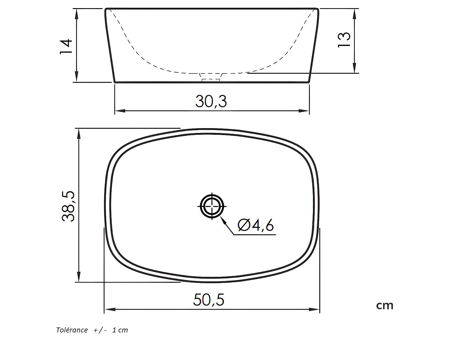 Lavabo sobre encimera rectangular de cerámica BALTA  50.5 x 38.5 cm