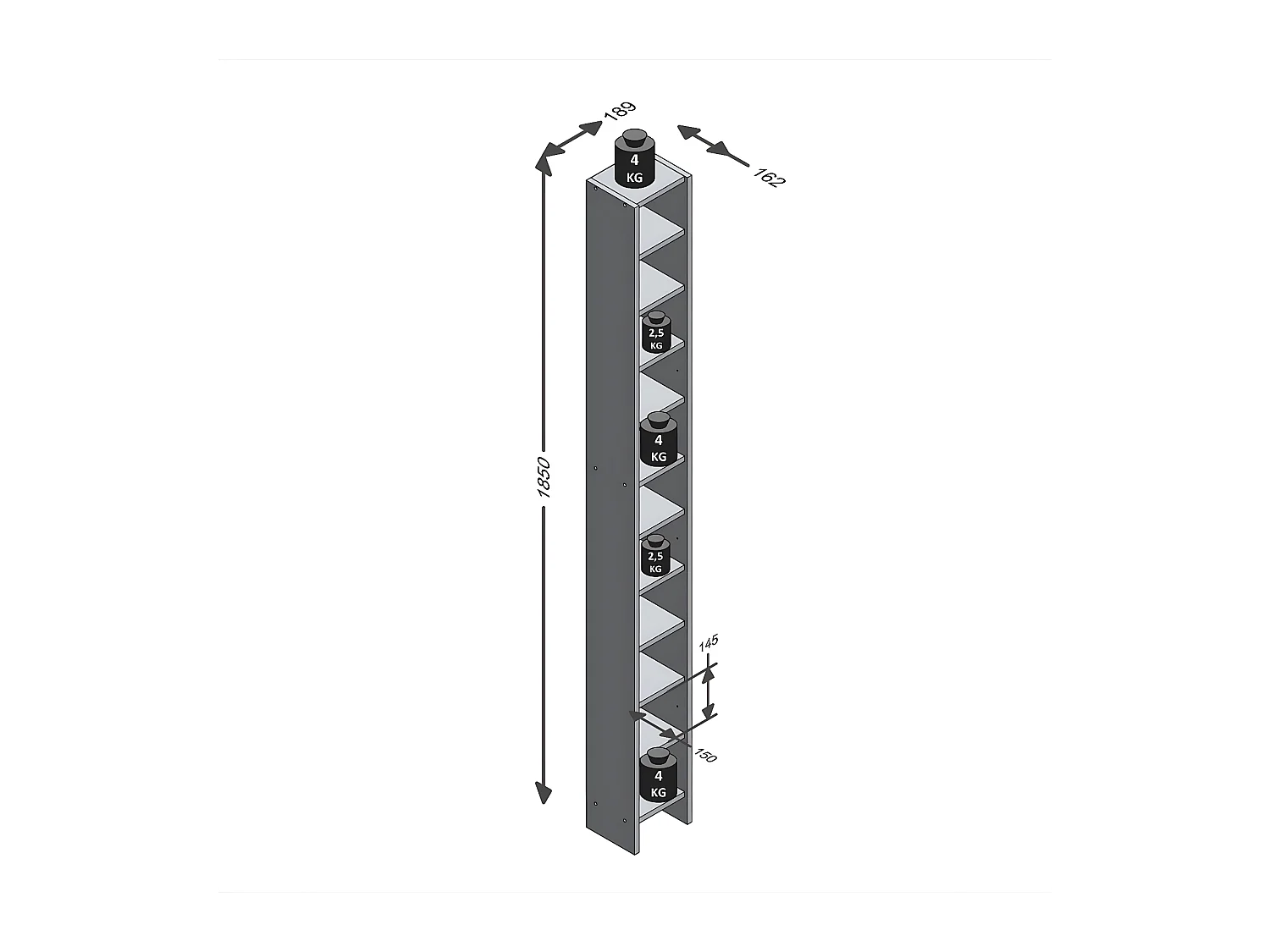 Etagère gain de place 11 niveaux Hallo - H185 cm