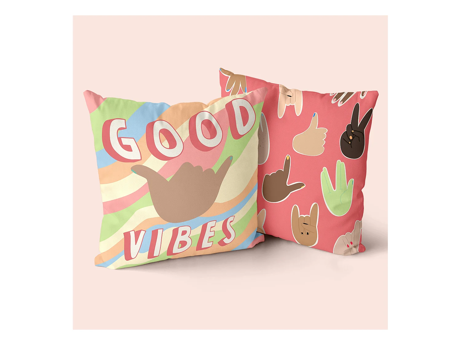 Housse de coussin décoratif 50x50 cm (Pack de 2) Good vibes