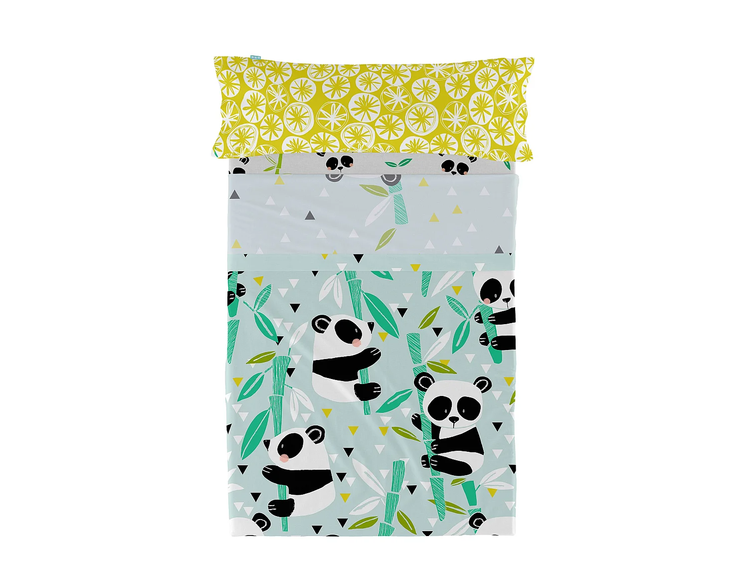 Parure lenzuola Singolo 160x270 cm Panda garden blue
