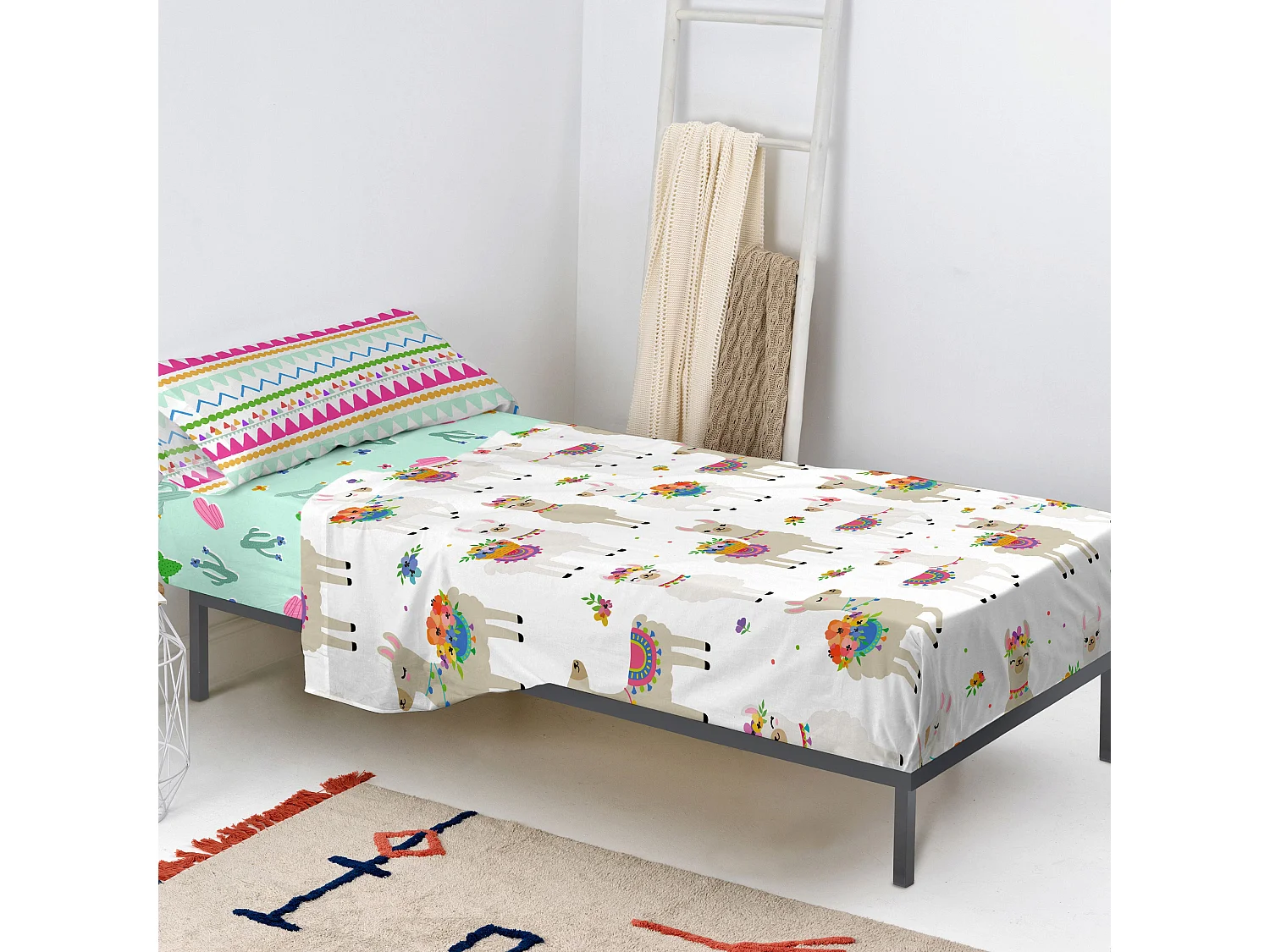 Juego de sabana Cama 80/90 (160x270 cm) Cute llamas