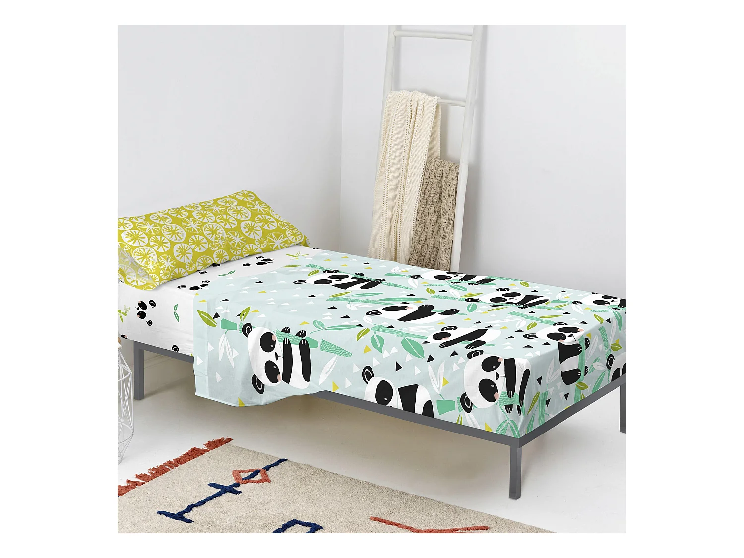 Juego de sabana Cama 105 (180x270 cm) Panda garden blue