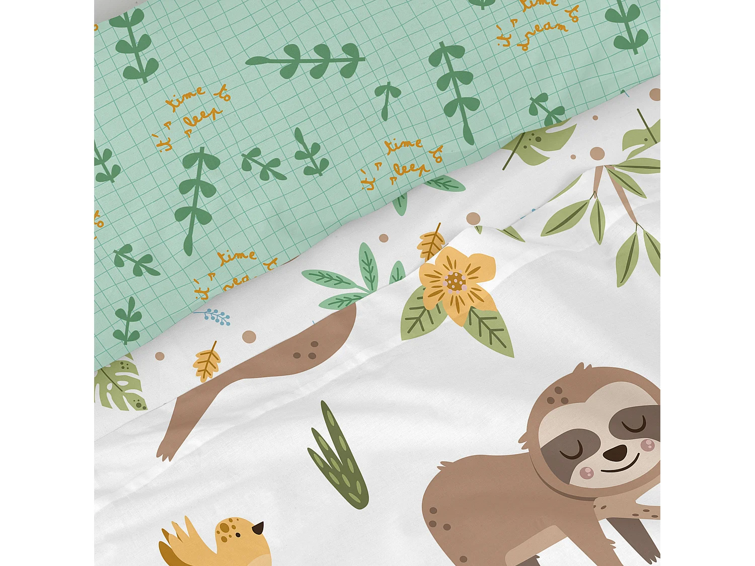 Parure drap 160x270 cm Happy sloth