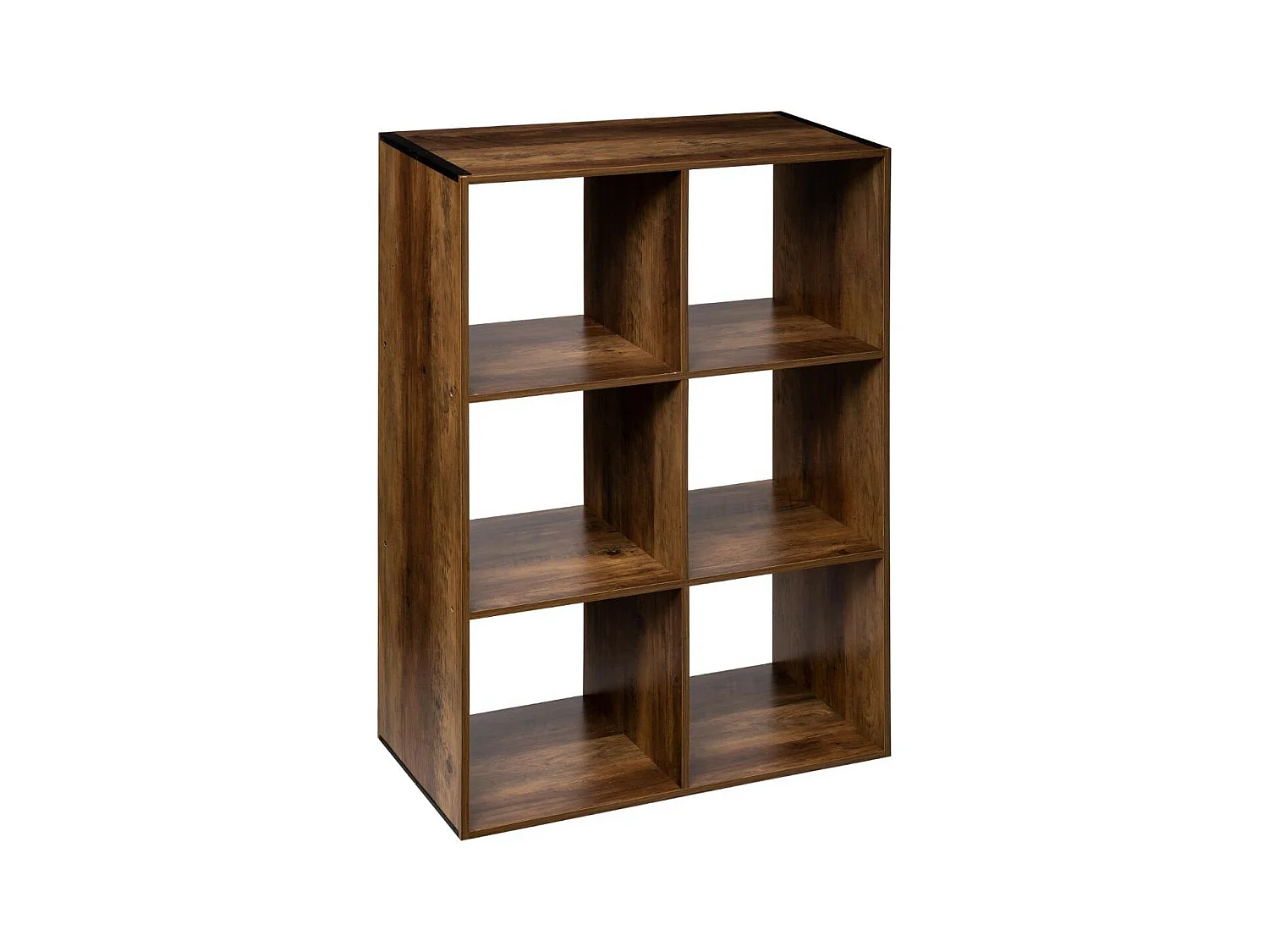 Meuble Étagère 6 cases de rangement coloris bois foncé style Industriel H 100.5 cm