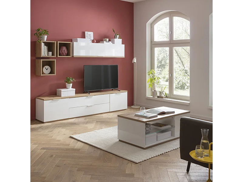 Lot de 3 étagères murales carrées décor chêne texturé - VERONICA