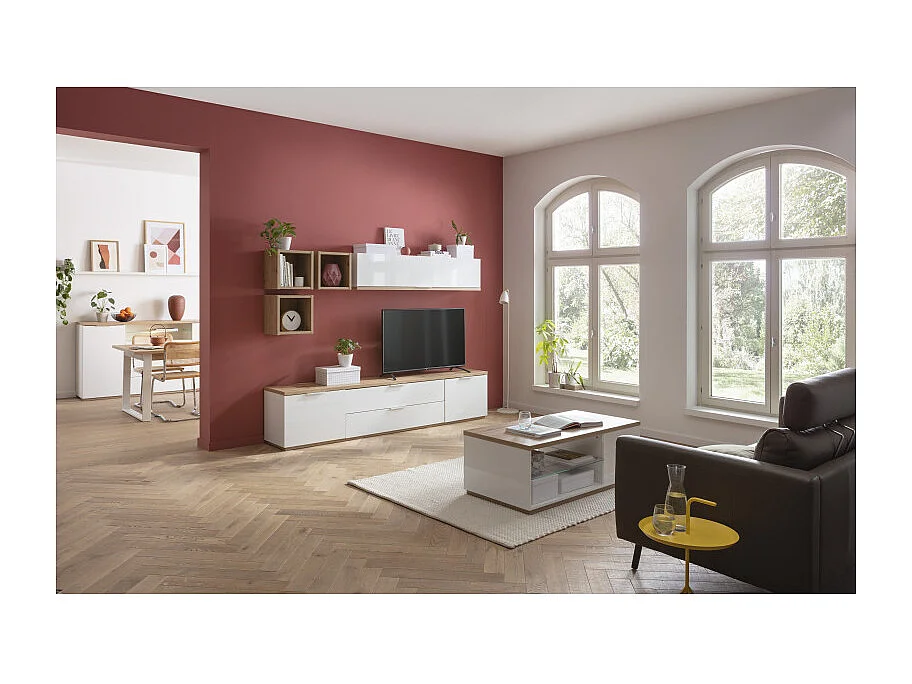 Lot de 3 étagères murales carrées décor chêne texturé - VERONICA