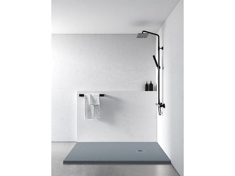 Mineralguss-Duschwanne extra flach MADISON Schieferoptik GRAU 70x90cm