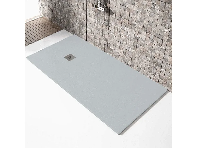 Mineralguss-Duschwanne extra flach MADISON Schieferoptik GRAU 90x90cm