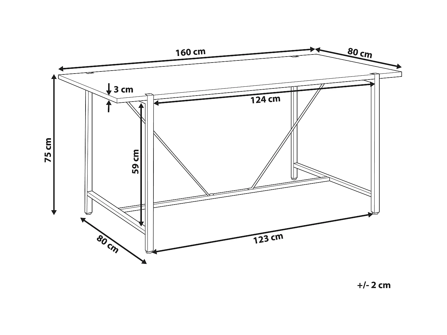 Eettafel SARITAS Bruin 160 cm 80 cm