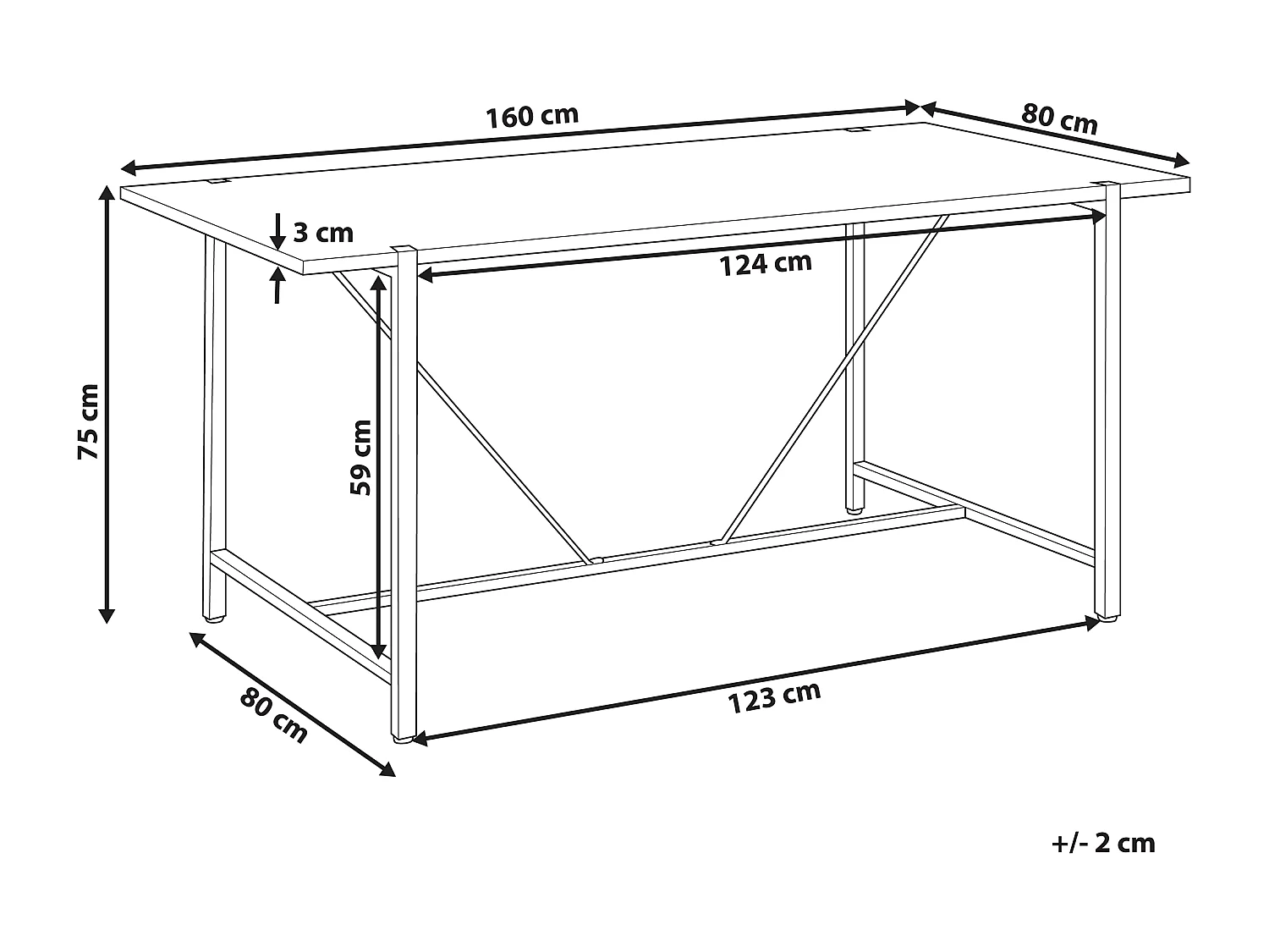 Table de repas SARITAS Marron 160 cm 80 cm