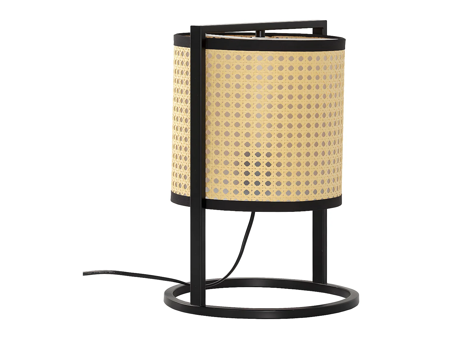 Abajur de mesa Ukara de ratã sintético, diâmetro 38 cm.