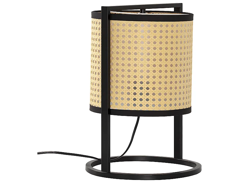 Abajur de mesa Ukara de ratã sintético, diâmetro 38 cm.