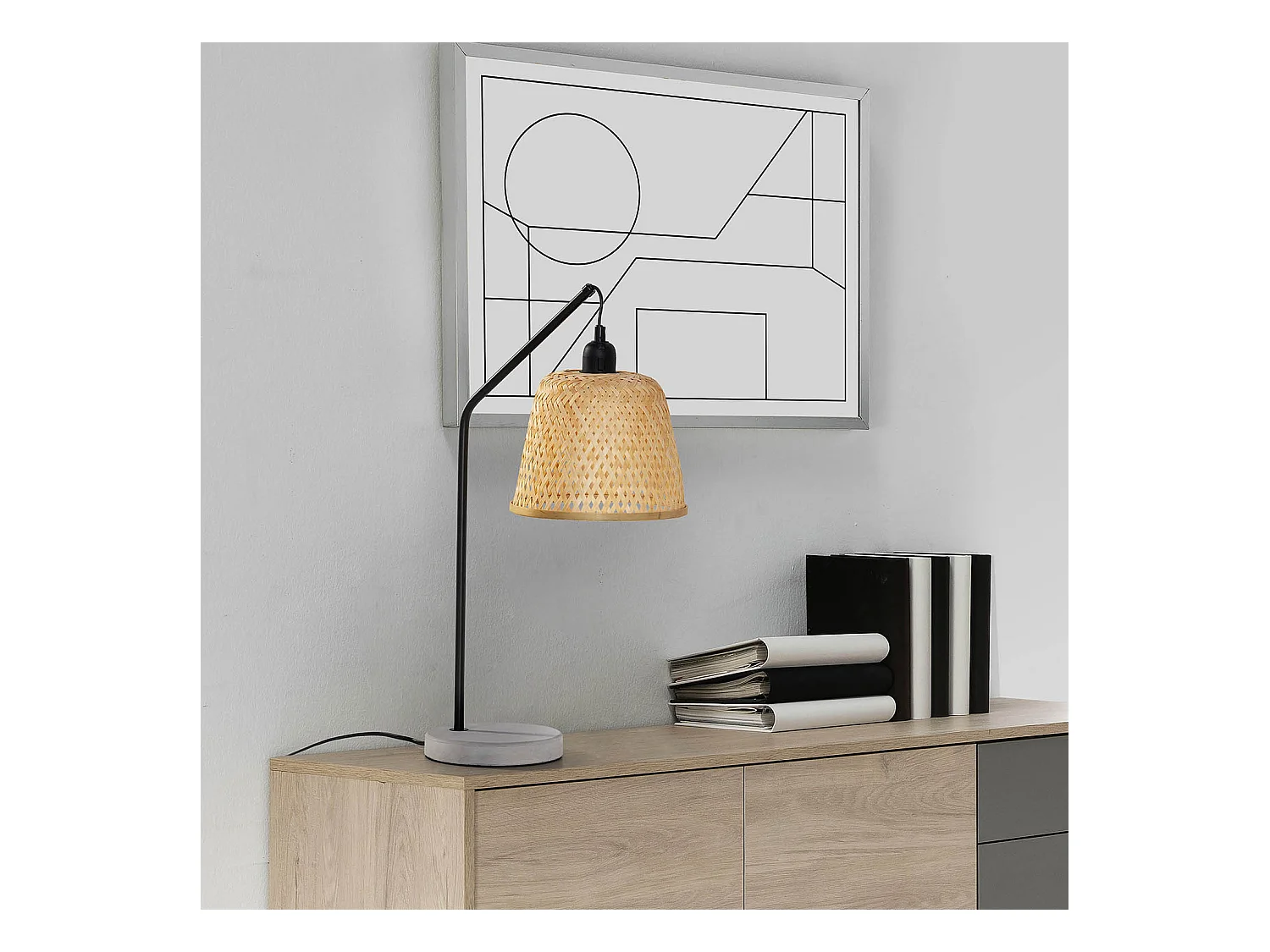 Lampada da tavolo Sakura in bambù, diametro 55 cm