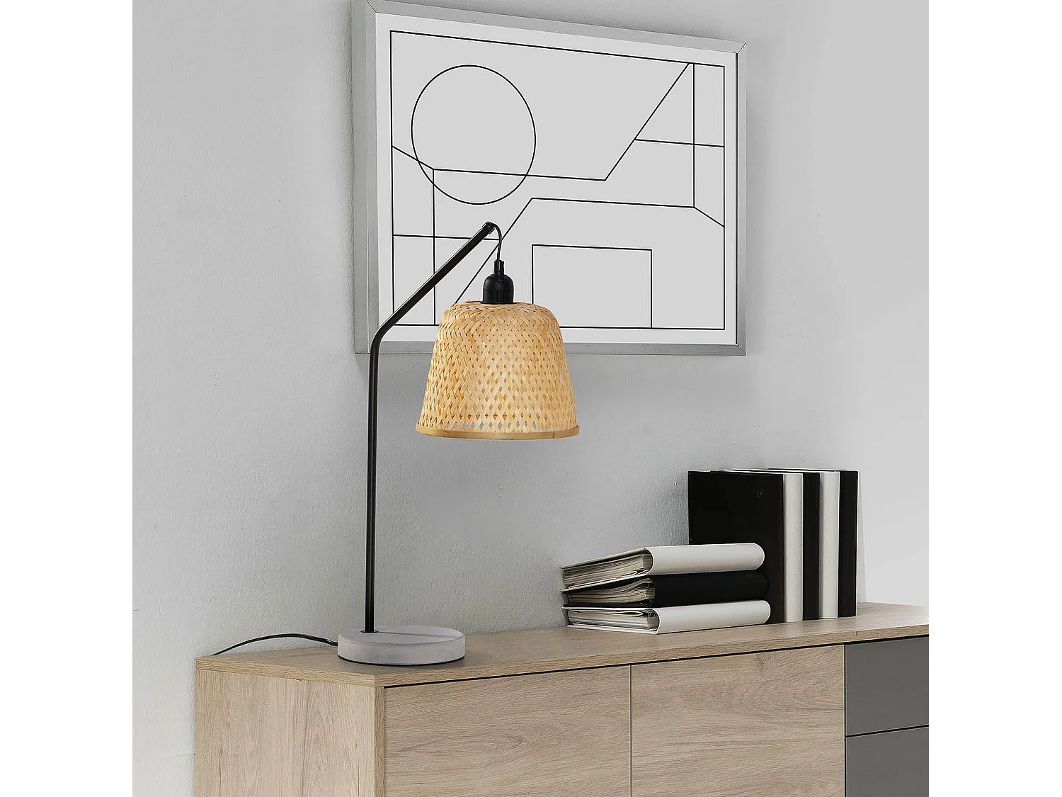 Lampe à poser Sakura en Bamboo, diamètre 55 cm