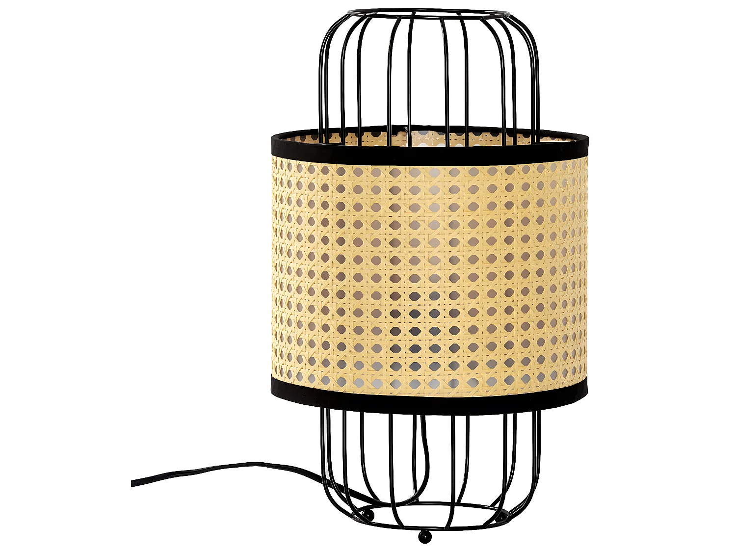 Nachtkastlamp Nozomi van synthetisch rotan, diameter 38 cm.