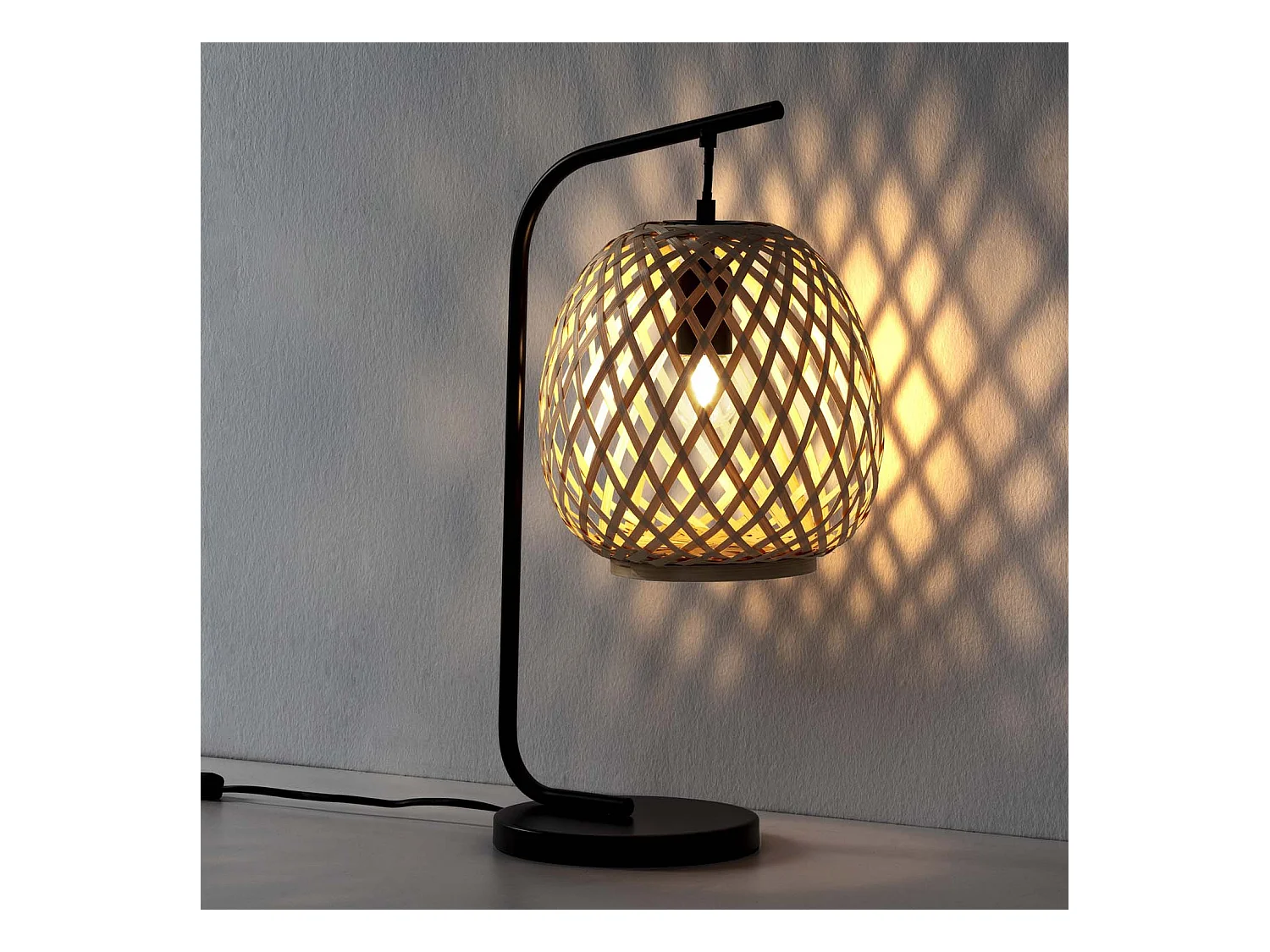 Lampe à poser Reiko en Bamboo, diamètre 50,5 cm