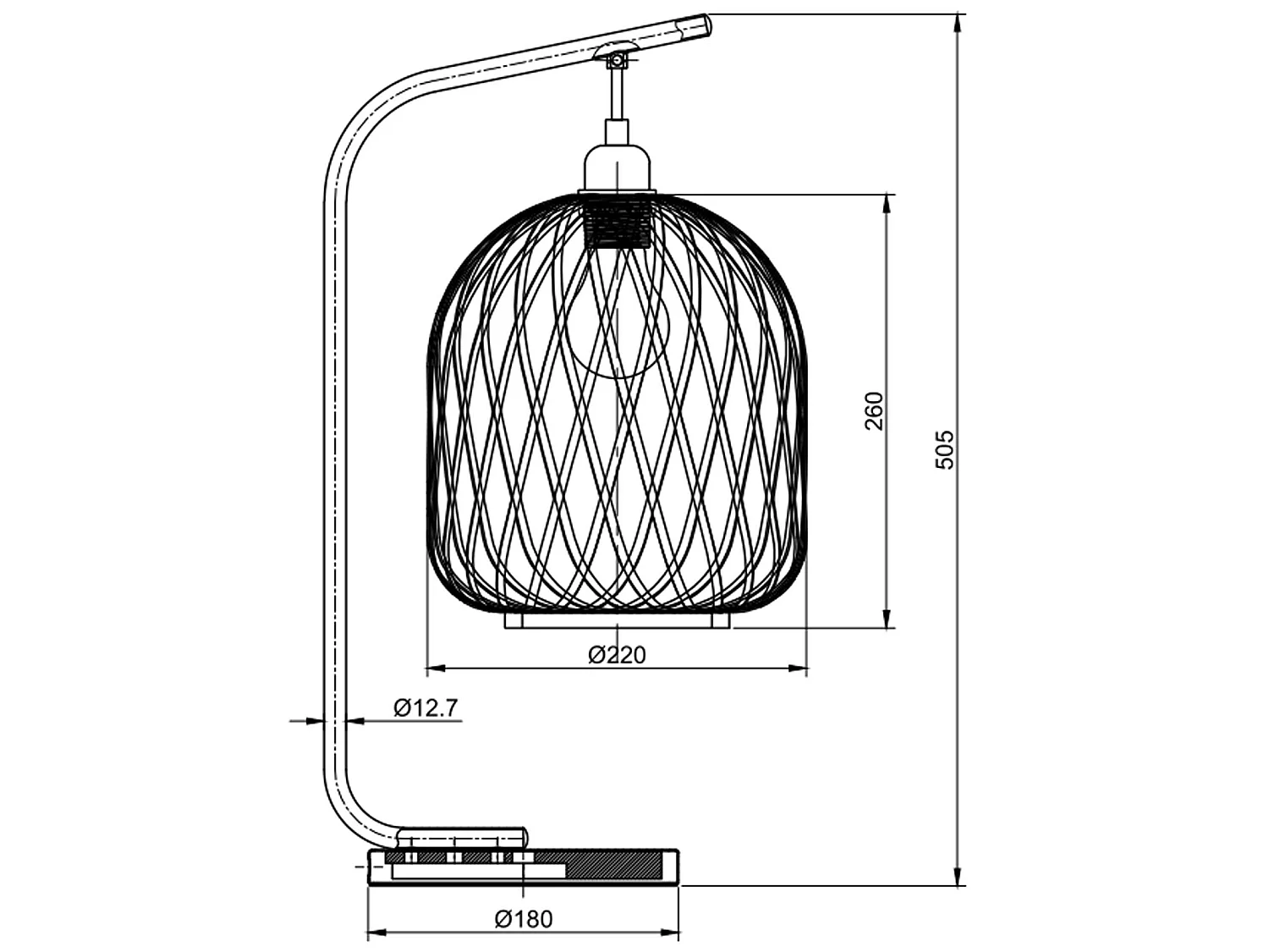 Lampe à poser Reiko en Bamboo, diamètre 50,5 cm
