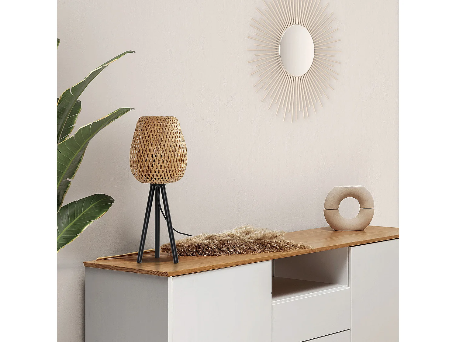 Lámpara de mesita Tara de Bambú, diametro 43,5 cm