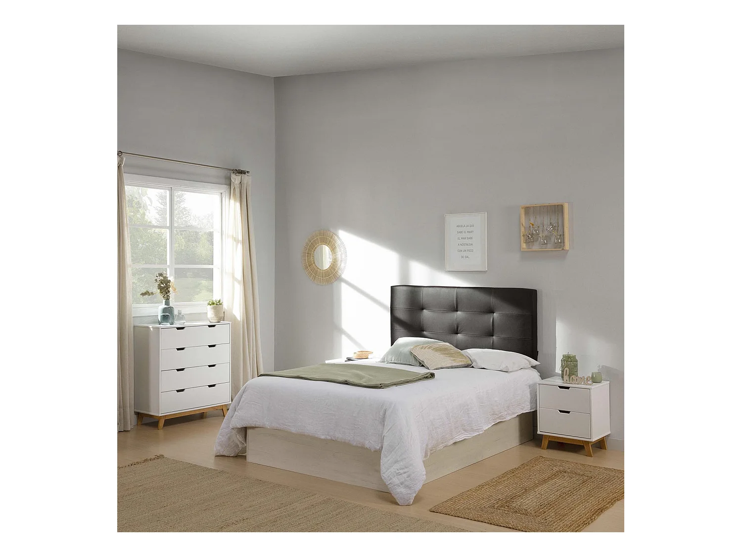 Canapé Abatible Petra 135x190 cm Blanco Nordic de Gran Capacidad