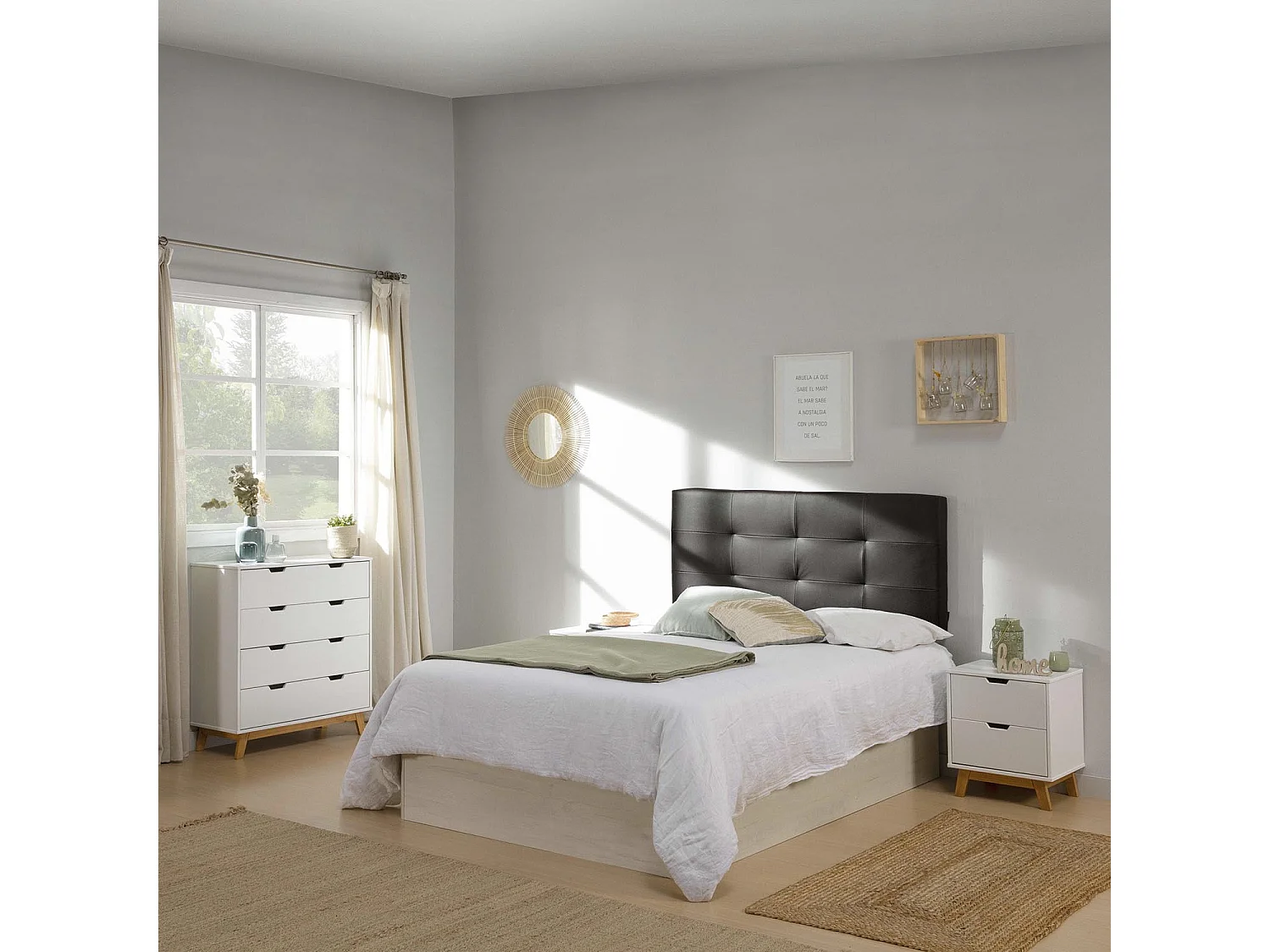 Canapé Abatible Petra 150x190 cm Blanco Nordic de Gran Capacidad