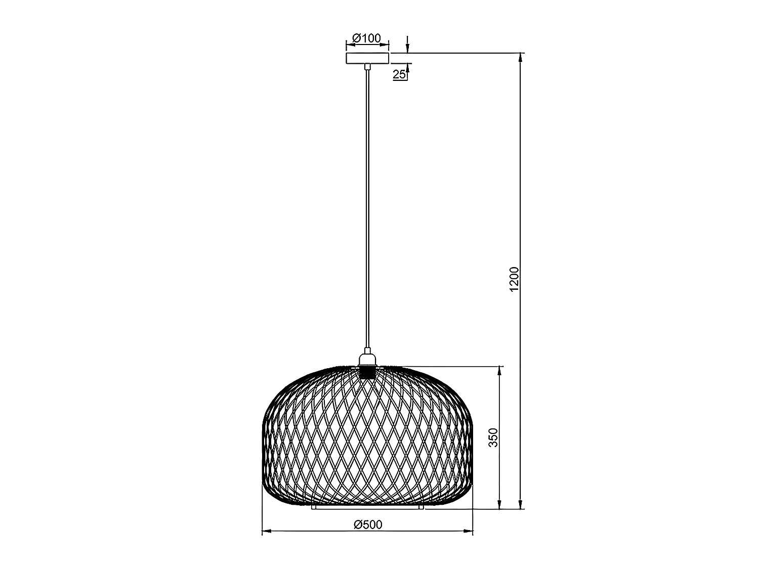 Lampada da soffitto in bambù Nara, diametro 50 cm
