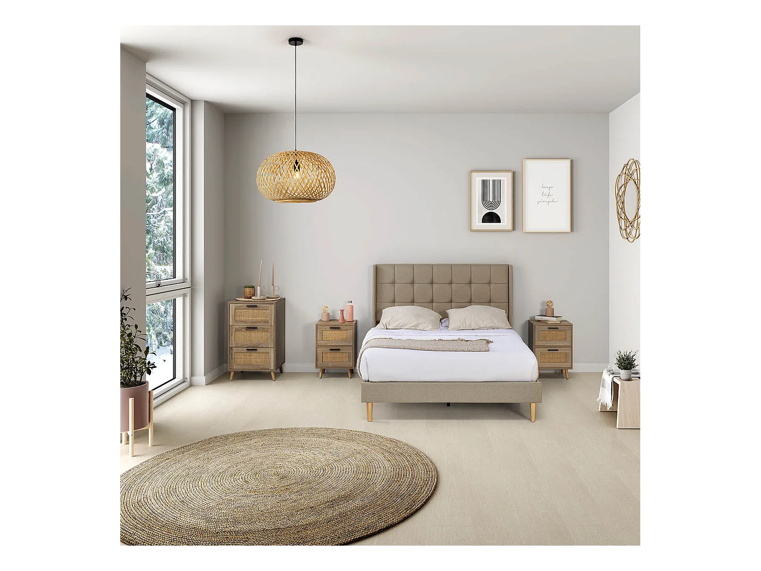 Lampada da soffitto in bambù Nara, diametro 50 cm