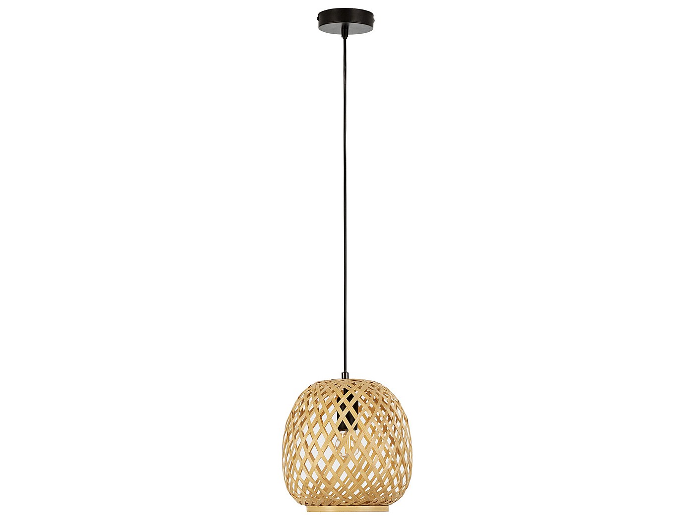 Lampada A Soffitto Totui Design Scandinavo | Plafoniera In Metallo Nero E Bambù Regolabile 3xE14