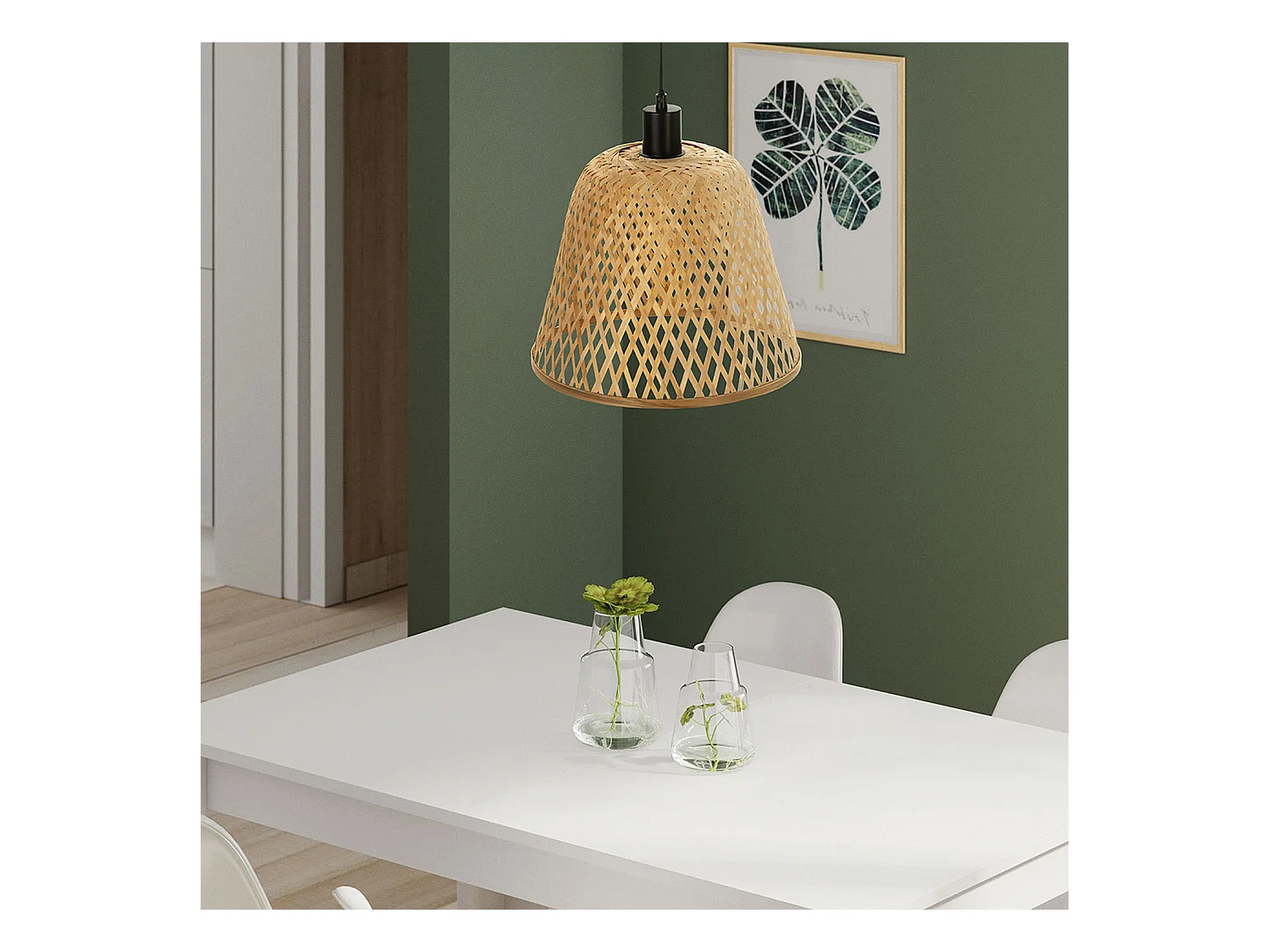 Lampada da soffitto in bambù Raku, diametro 30 cm