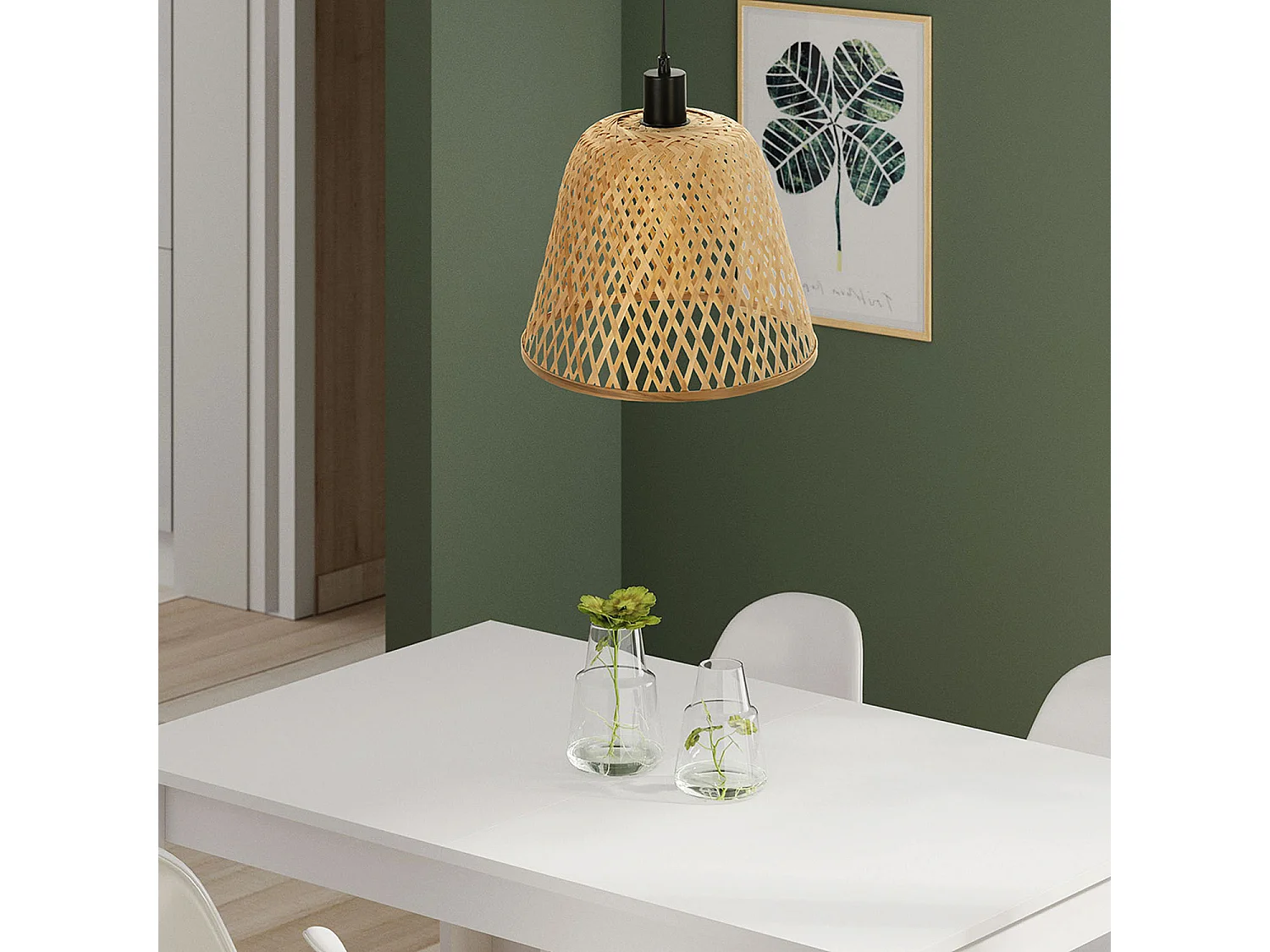 Suspension Raku en Bambou, diamètre 30 cm