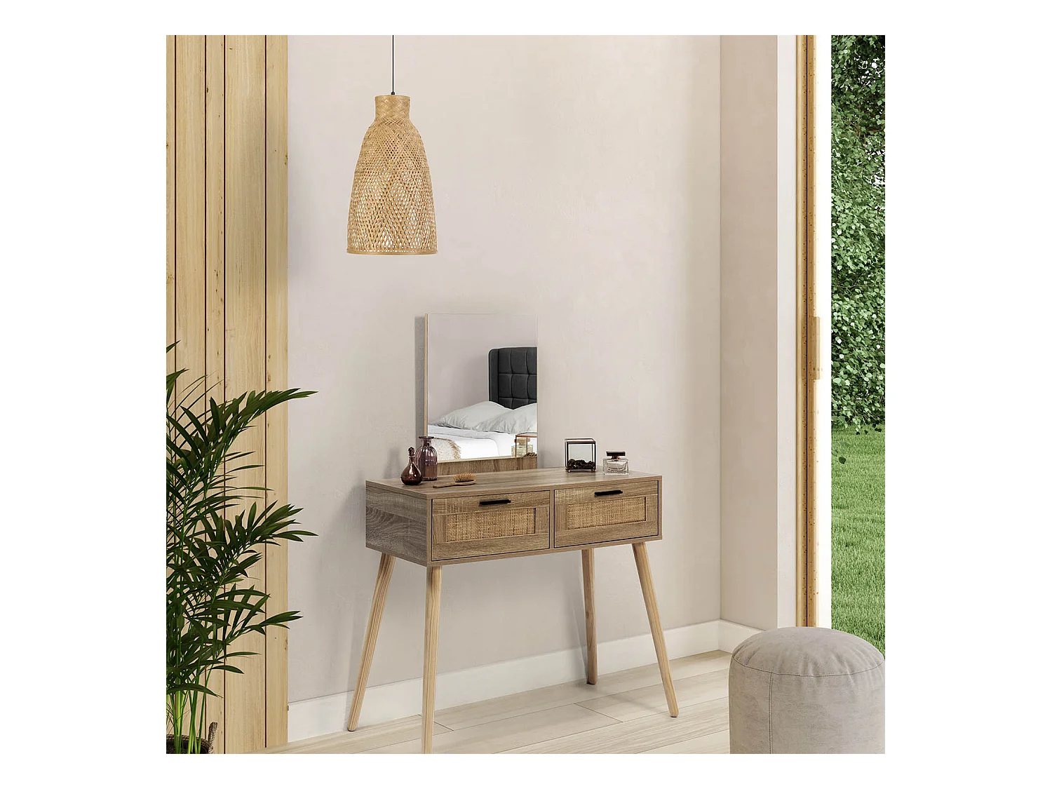 Plafondlamp Nomi van Bamboe, diameter 31 cm