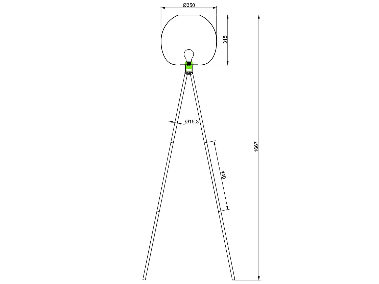 Staande lamp Hikari van bamboe, hoogte 166,5 cm