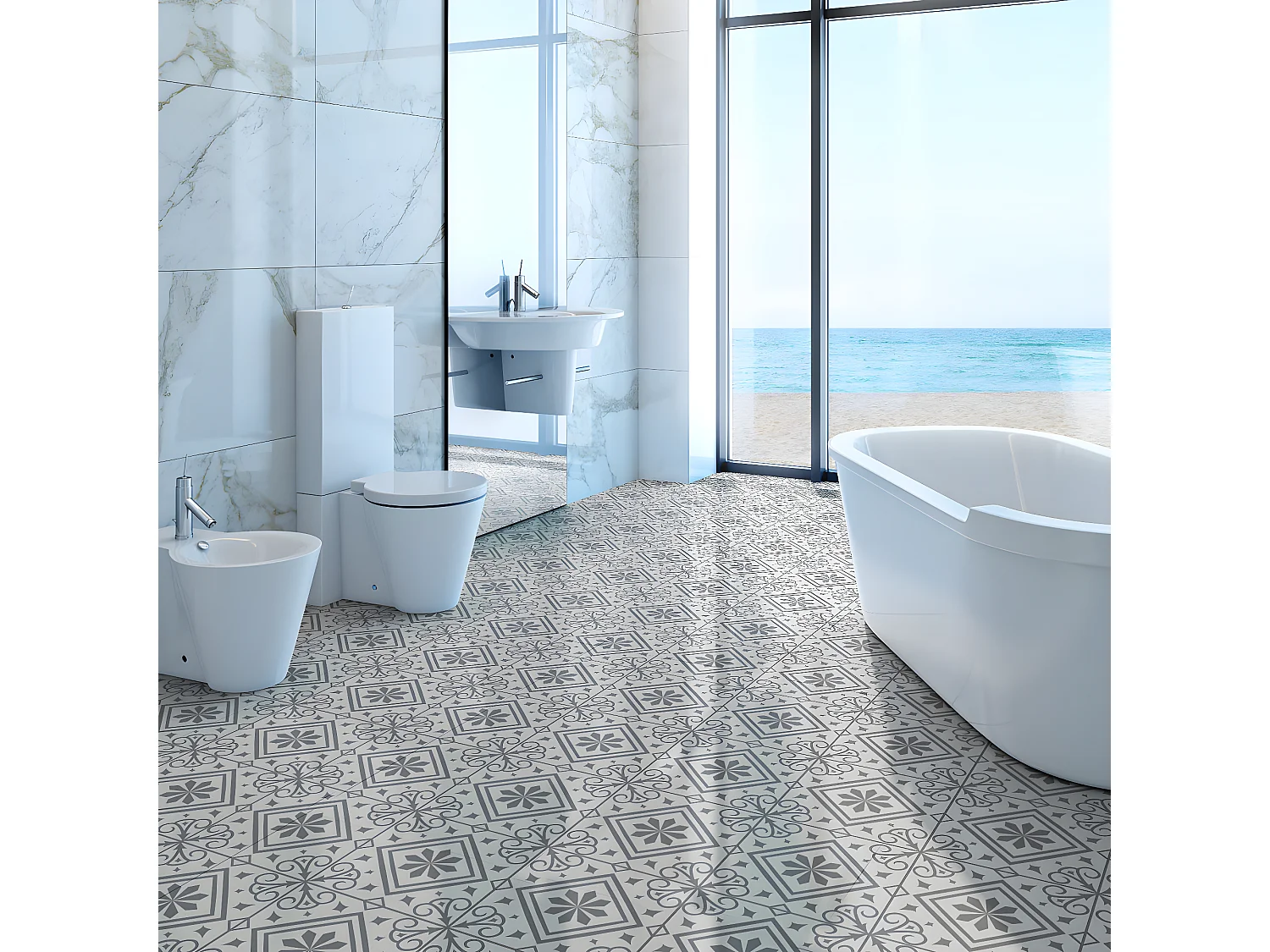 Stickers Sol Anti-dérapant avec Protection - CARRELAGES SOL ALONSO - 1 sticker de 60x60cm