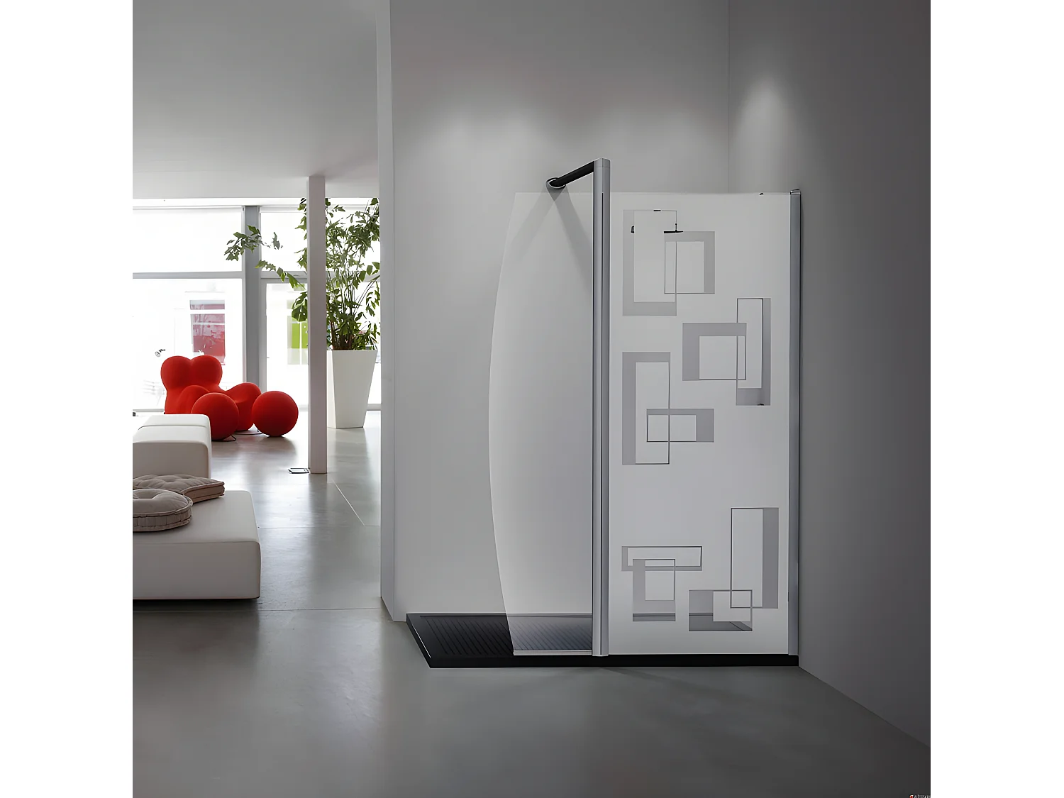 Film Fenêtre Anti Regard Occultant - L'ART ABSTRAIT - Stickers Autocollant Brise-Vue pour Vitre & Porte de Douche - 95X35cm