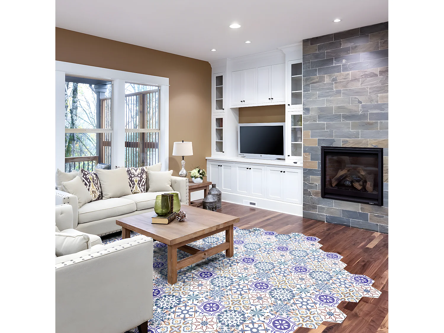 Stickers Sol Anti-dérapant avec Protection - TOMETTES SOL TISILA - 40x90cm-10stickershexagones20x18cm