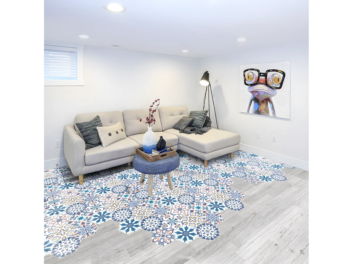 Stickers Sol Anti-dérapant avec Protection - TOMETTES SOL TISILA - 40x90cm-10stickershexagones20x18cm