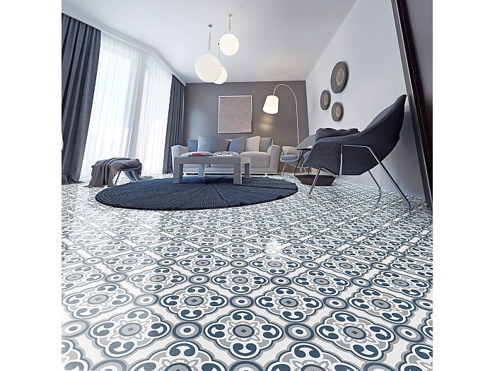 Sticker Sol Carreaux De Ciment Azulejos Avec Laminat De Protection En