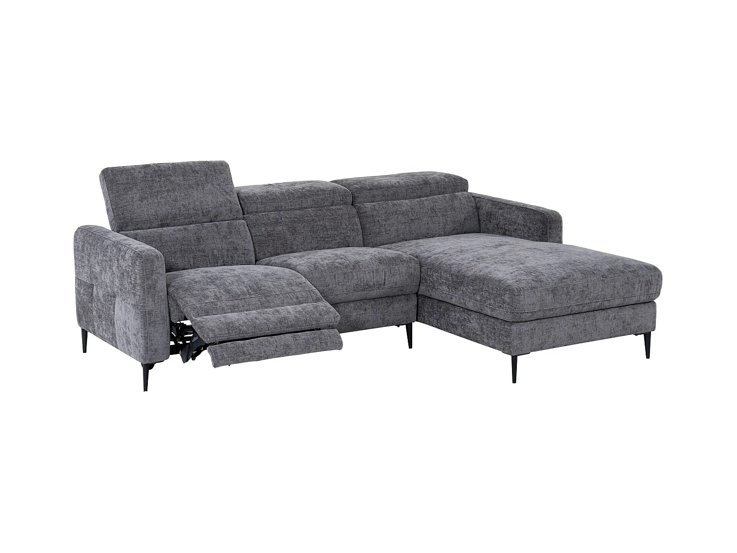 Canapé d'angle droit relax électrique en tissu gris anthracite FUSETA