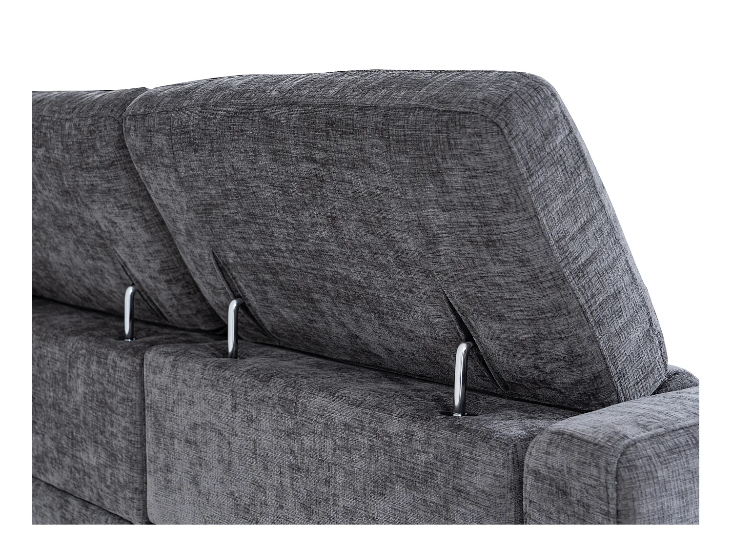 Canapé d'angle droit relax électrique en tissu gris anthracite FUSETA