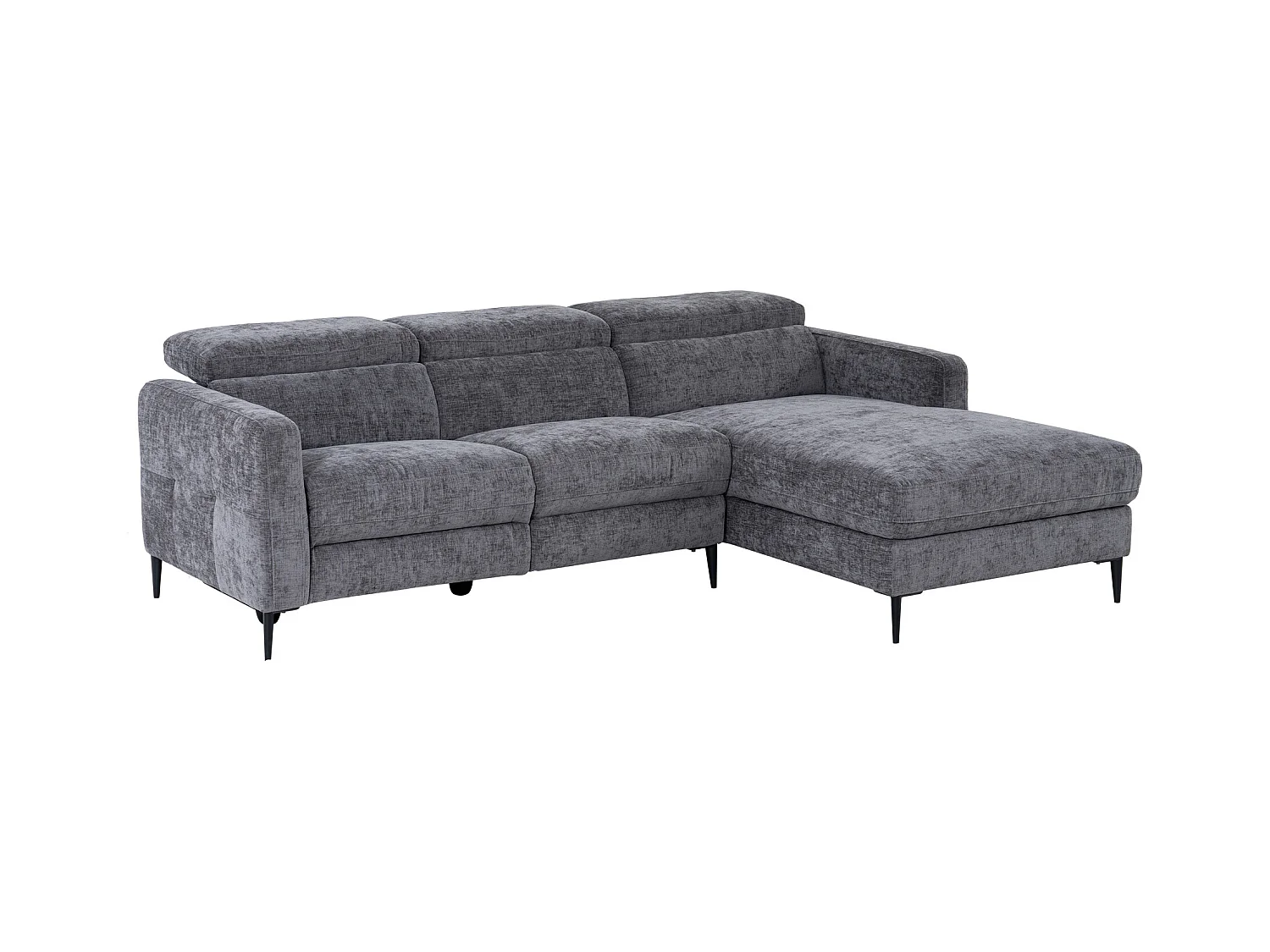 Canapé d'angle droit relax électrique en tissu gris anthracite FUSETA