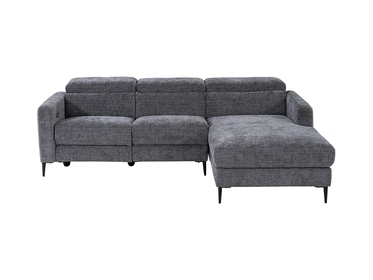 Canapé d'angle droit relax électrique en tissu gris anthracite FUSETA