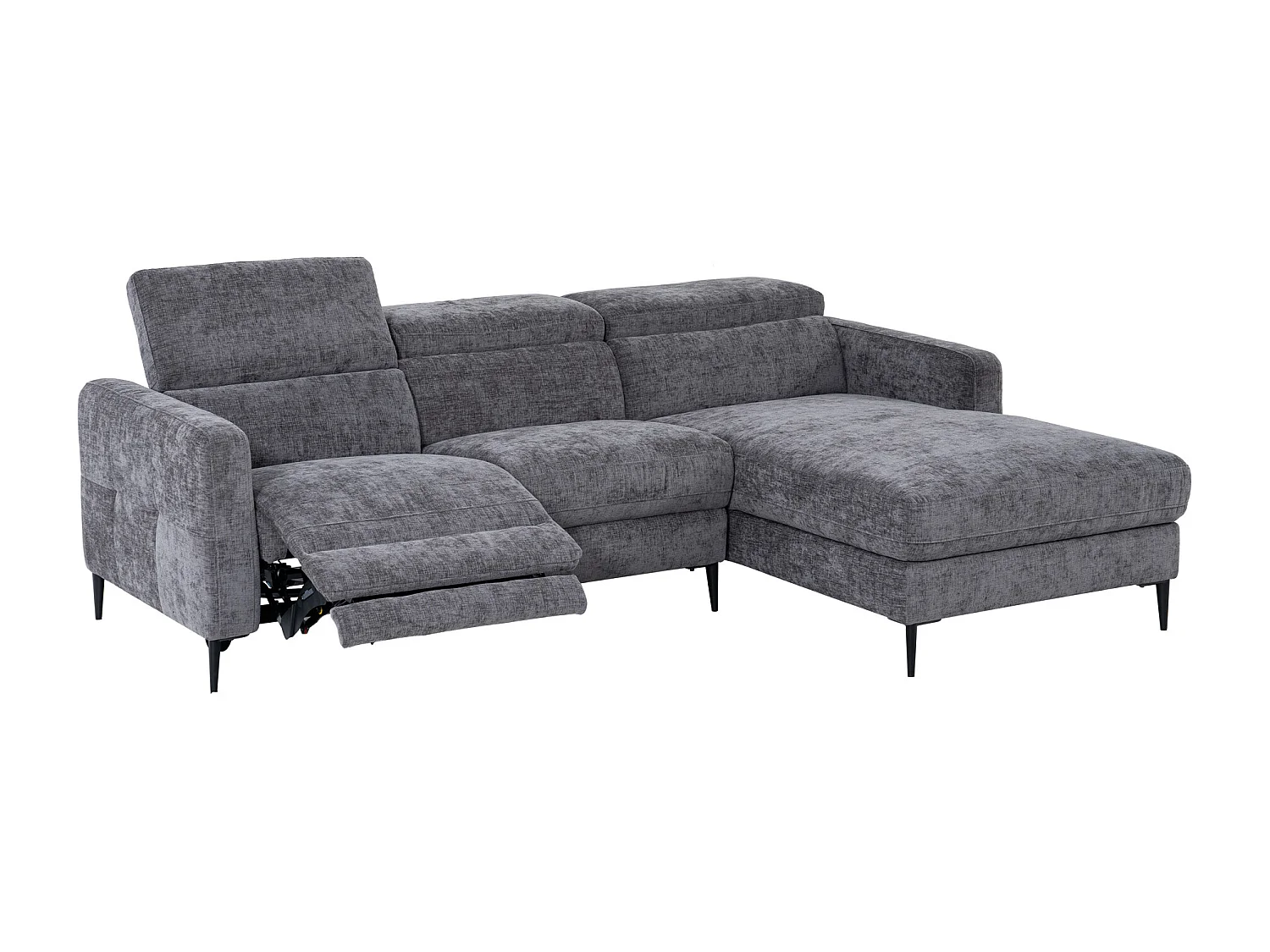 Canapé d'angle droit relax électrique en tissu gris anthracite FUSETA