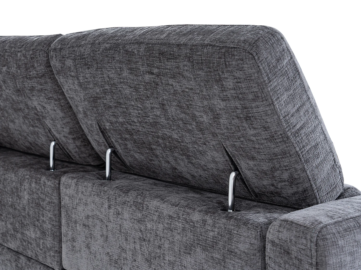 Canapé d'angle droit relax électrique en tissu gris anthracite FUSETA