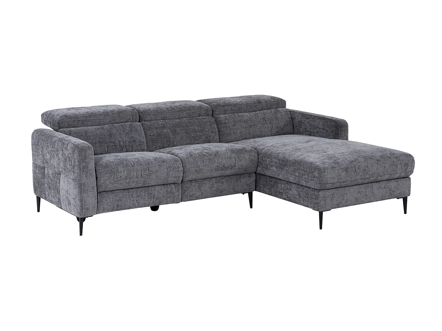 Canapé d'angle droit relax électrique en tissu gris anthracite FUSETA