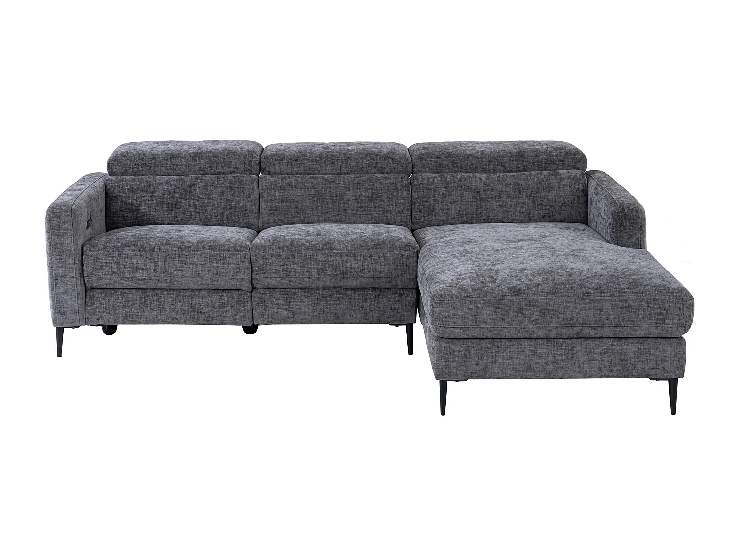 Canapé d'angle droit relax électrique en tissu gris anthracite FUSETA