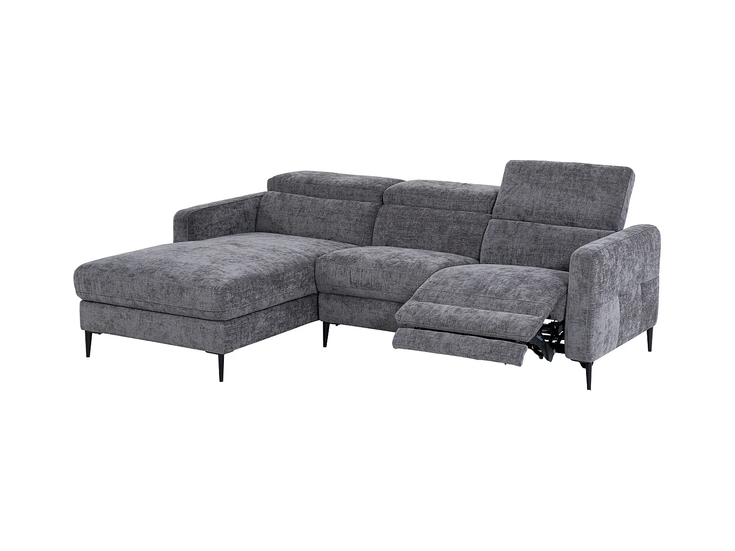 Divano relax elettrico in Tessuto Antracite - Angolo a sinistra - FUSETA
