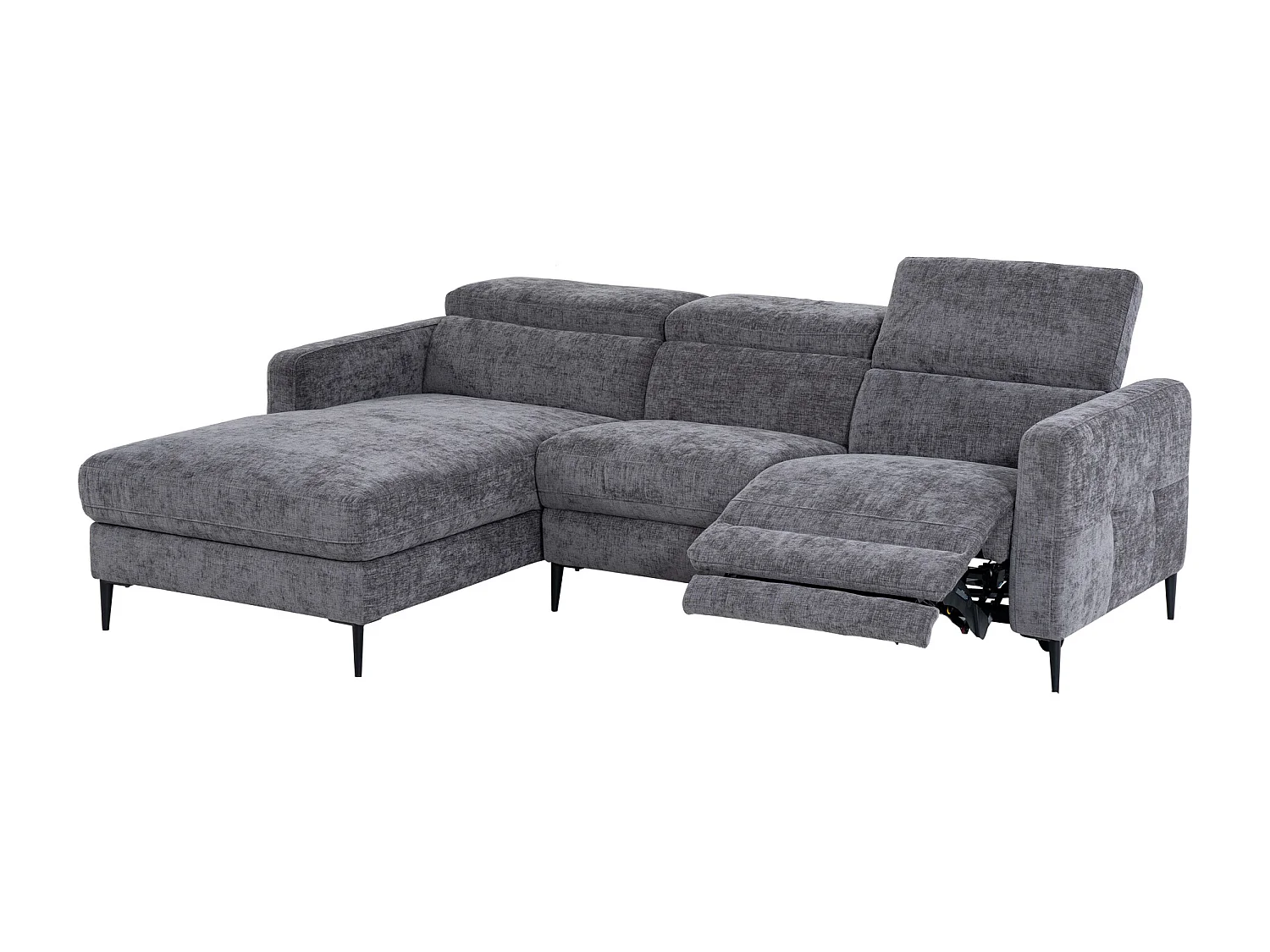 Eckrelaxsofa elektrisch - Ecke links - Stoff - Anthrazitgrau - FUSETA