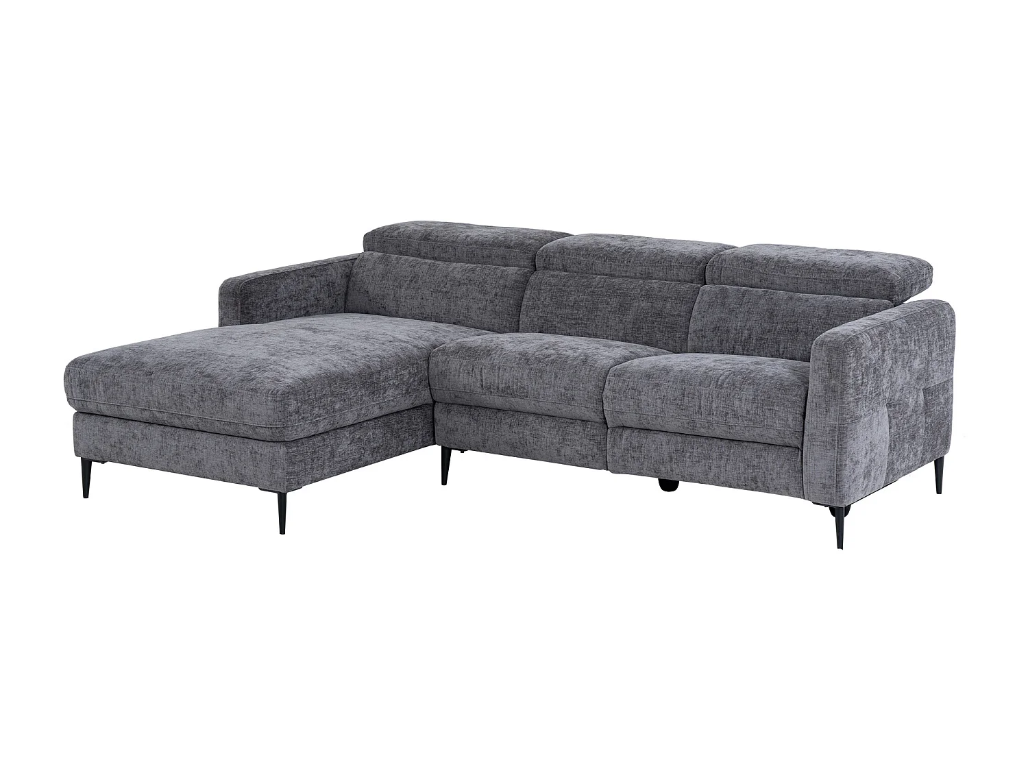Eckrelaxsofa elektrisch - Ecke links - Stoff - Anthrazitgrau - FUSETA
